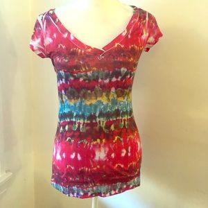 Eyelash Couture Multicolor Tie Dyed Shirt Medium
